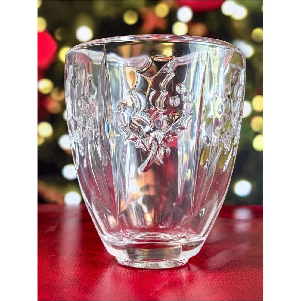 Vintage St. George 24% Lead Crystal Holly Vase